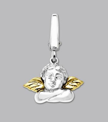 14k Yellow Gold Sterling Silver Angel Charm