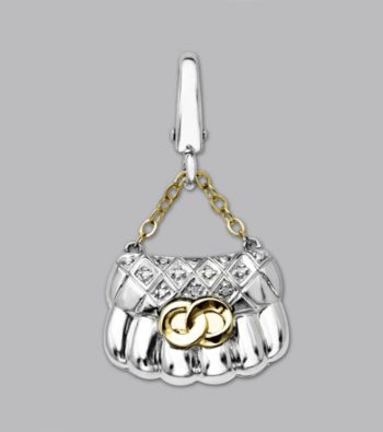 14k Yellow Gold Sterling Silver .03 ct.tw. Diamond Accent Handbag Charm