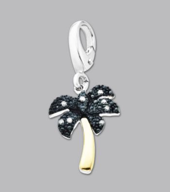 14k Yellow Gold Sterling Silver .05 ct. tw. Diamond Accent Palm Tree Charm