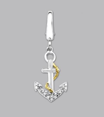 14k Yellow Gold Sterling Silver .54 ct. tw. Diamond Accent Sailboat Charm