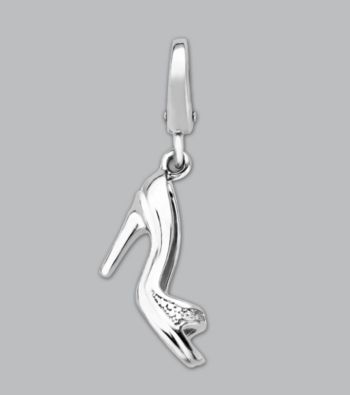 Sterling Silver .009 ct.tw. Diamond Accent High Heel Shoe Charm