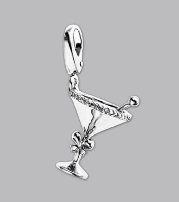 Sterling Silver .01 ct. tw. Diamond Accent Martini Glass Charm