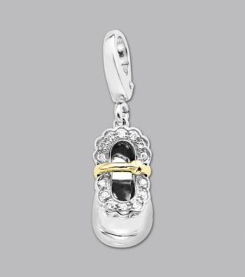 14k Yellow Gold Sterling Silver .07 ct.tw. Diamond Accent Baby Shoe Charm
