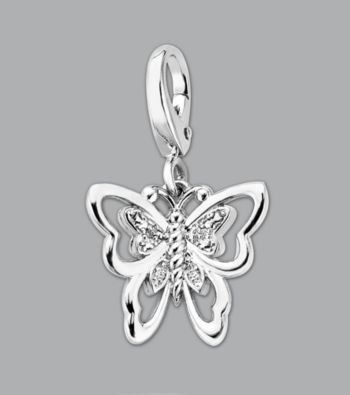 Sterling Silver .12 ct.tw. Diamond Accent Butterfly Charm