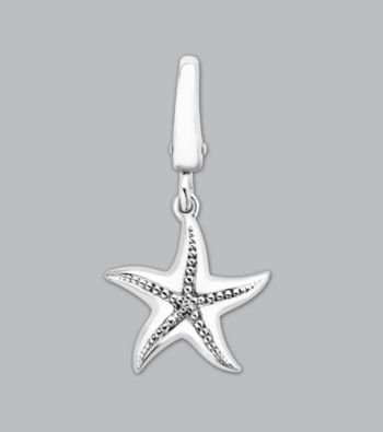 Sterling Silver .0003 ct.tw. Diamond Accent Starfish Charm
