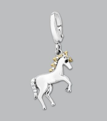14k Yellow Gold Sterling Silver .05 ct. tw. Diamond Accent Unicorn Charm