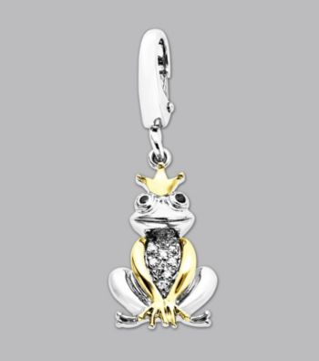 14k Yellow Gold Sterling Silver .46 ct. tw. Diamond Accent Frog Prince Charm