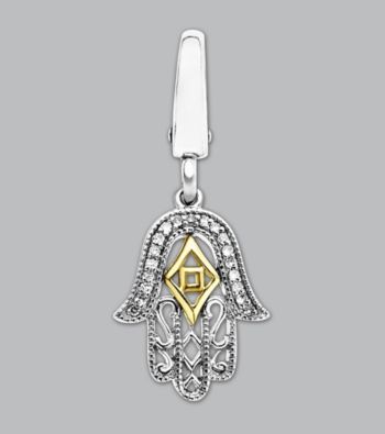 14k Yellow Gold Sterling Silver .05 ct. tw. Diamond Accent Hand Of God Charm