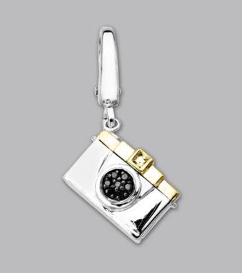 14k Yellow Gold Sterling Silver .03 ct. tw. Diamond Accent Camera Charm
