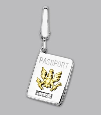14k Yellow Gold Sterling Silver .2 ct. tw. Diamond Accent Passport Charm