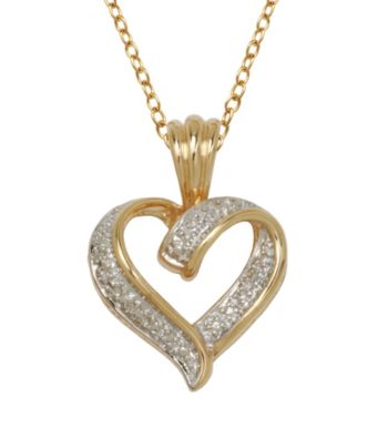 18K Gold-Over-Brass Diamond Accent Pendant - Heart