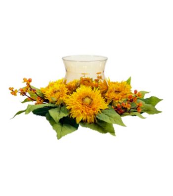 Nearly Natural® Golden Sunflower Candelabrum Silk Flower Arrangement