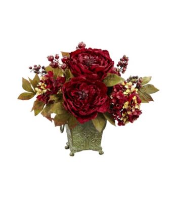 Nearly Natural® Peony & Hydrangea Silk Flower Arrangement