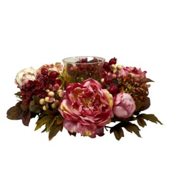 Nearly Natural® Peony Hydrangea Candelabrum