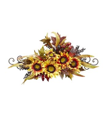 Nearly Natural® Sunflower Swag with Metal Frame