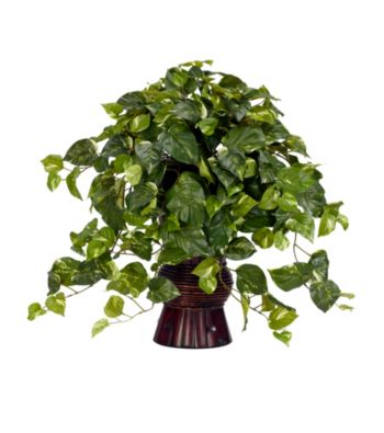 Nearly Natural® Pothos with Bamboo Vase Silk Plant