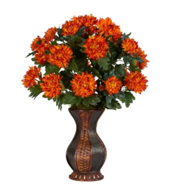 Nearly Natural® Spider Mum with Urn Silk Plant