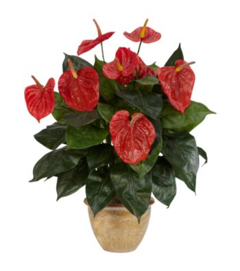 Nearly Natural® Anthurium with Ceramic Vase Silk Plant