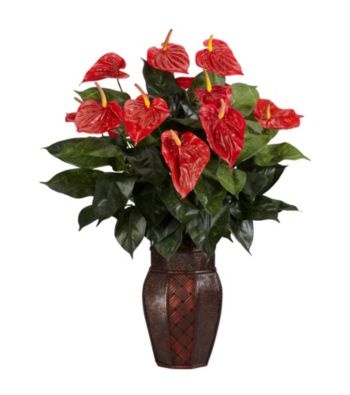 Nearly Natural® Anthurium with Vase Silk Plant