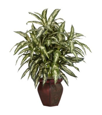 Nearly Natural® Aglonema with Decorative Vase Silk Plant