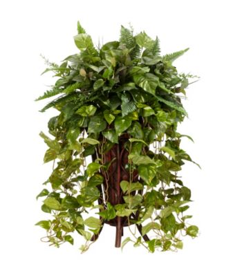 Nearly Natural® Vining Mixed Greens with Decorative Stand Silk Plant