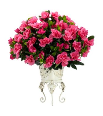 Nearly Natural® Azalea with Metal Planter Silk Plant