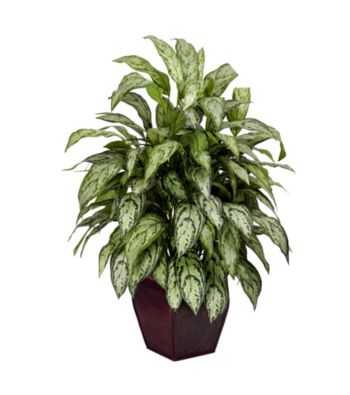 Nearly Natural® Silver Queen with Decorative Planter Silk Plant