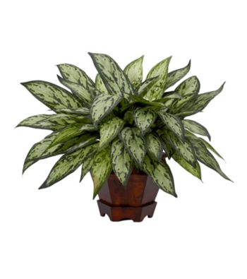 Nearly Natural® Triple Silver Queen with Hexagon Vase Silk Plant