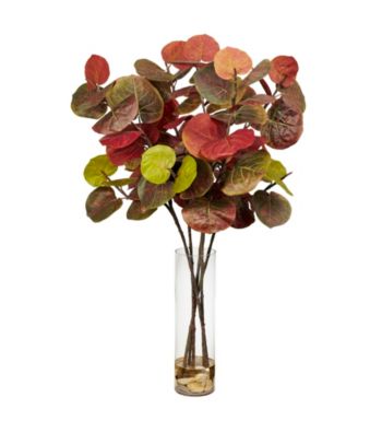 Nearly Natural® Giant Sea Grape Leaf with Cylinder Silk Plant