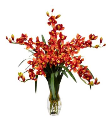 Nearly Natural® Cymbidium Orchid Silk Flower Arrangement