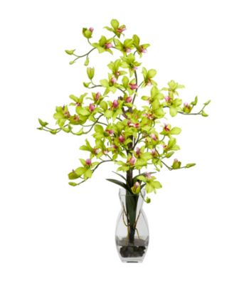 Nearly Natural® Dendrobium with Vase Silk Flower Arrangement