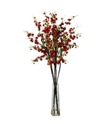 Nearly Natural® Cherry Blossoms with Vase Silk Flower Arrangement