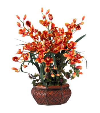 Nearly Natural® Large Cymbidium Silk Flower Arrangement