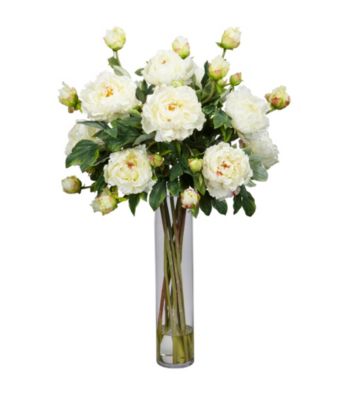 Nearly Natural® Peony with Cylinder Silk Flower Arrangement