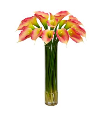 Nearly Natural® Calla Lily with Cylinder Silk Flower Arrangement