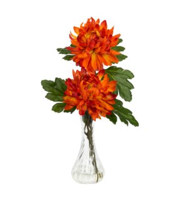 Nearly Natural® Mum with Bud Vase Silk Flower Arrangement (Set of 2)
