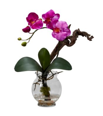 Nearly Natural® Mini Phalaenopsis with Fluted Vase Silk Flower Arrangement