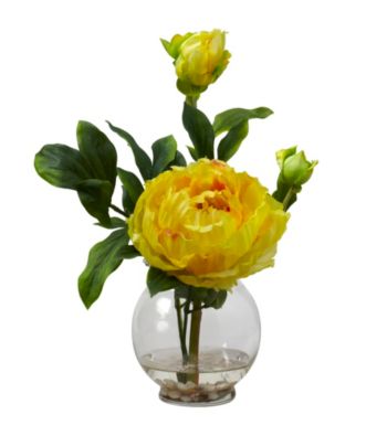 Nearly Natural® Peony Silk Flower Arrangement with Fluted Vase