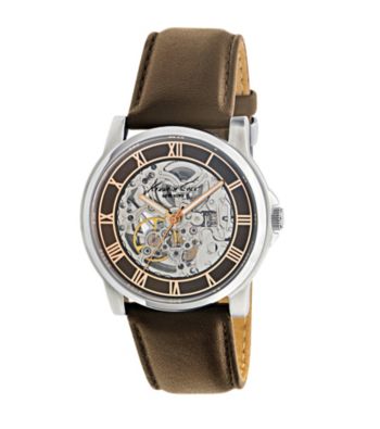 Kenneth Cole New York® Mens Round Automatic Dial Brown Strap