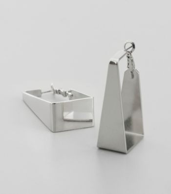 Vince Camuto™ Silvertone Light Rhodium Rectangular Thick Hoop Earrings