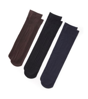 Relativity® Black/Navy/Brown Multi-Ribbed Trouser Sock 3-pk.