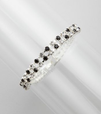 BT-Jeweled Two Row Black and White Crystal Bracelet