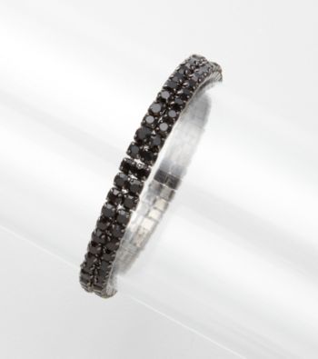 BT-Jeweled Black Two Row Stretch Bracelet