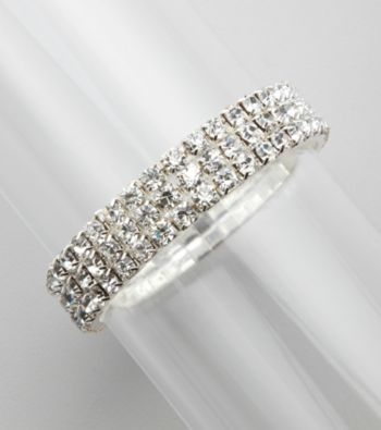 BT-Jeweled Three Row Crystal Stretch Bracelet