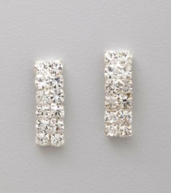 BT-Jeweled Two Row Crystal Column Earrings