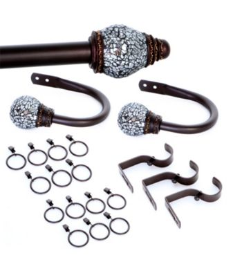 Elegant Home Fashions® Eileen 20-pc Window Hardware Set with Silver Mosaic Finials