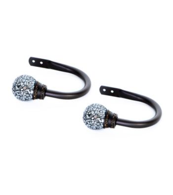 Elegant Home Fashions® Set of Two Eileen Silver Mosaic Holdbacks