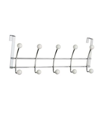 Elegant Home Fashions® 5 Hook Over the Door - White Porcelain Ball/Chrome