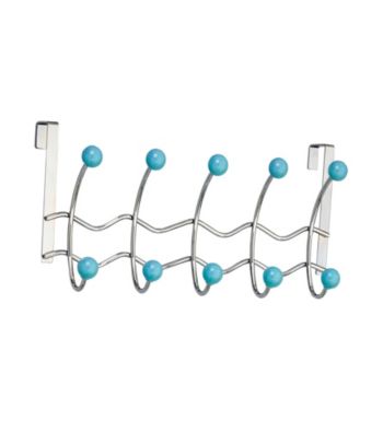 Elegant Home Fashions® 5 Hook Over the Door - Teal Porcelain Ball/Chrome