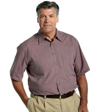 Canyon Ridge® Men's Big & Tall Easy-Care Tibet Red Mini Plaid Sport Shirt
